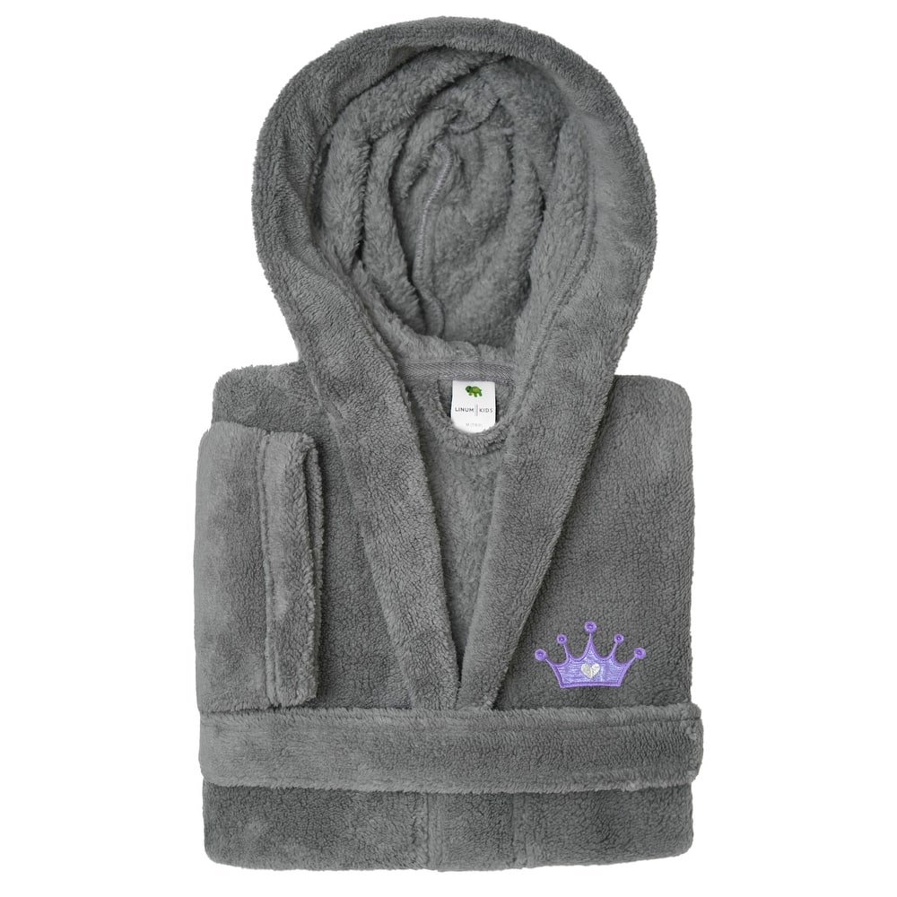 Sweet Kids 100% Polyester SUPER PLUSH Double Brushed Hooded Bathrobe - CROWN