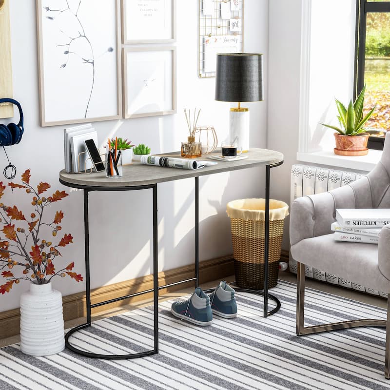 Yin Contemporary Black and Grey 47-inch Steel Computer Desk by Furniture of America