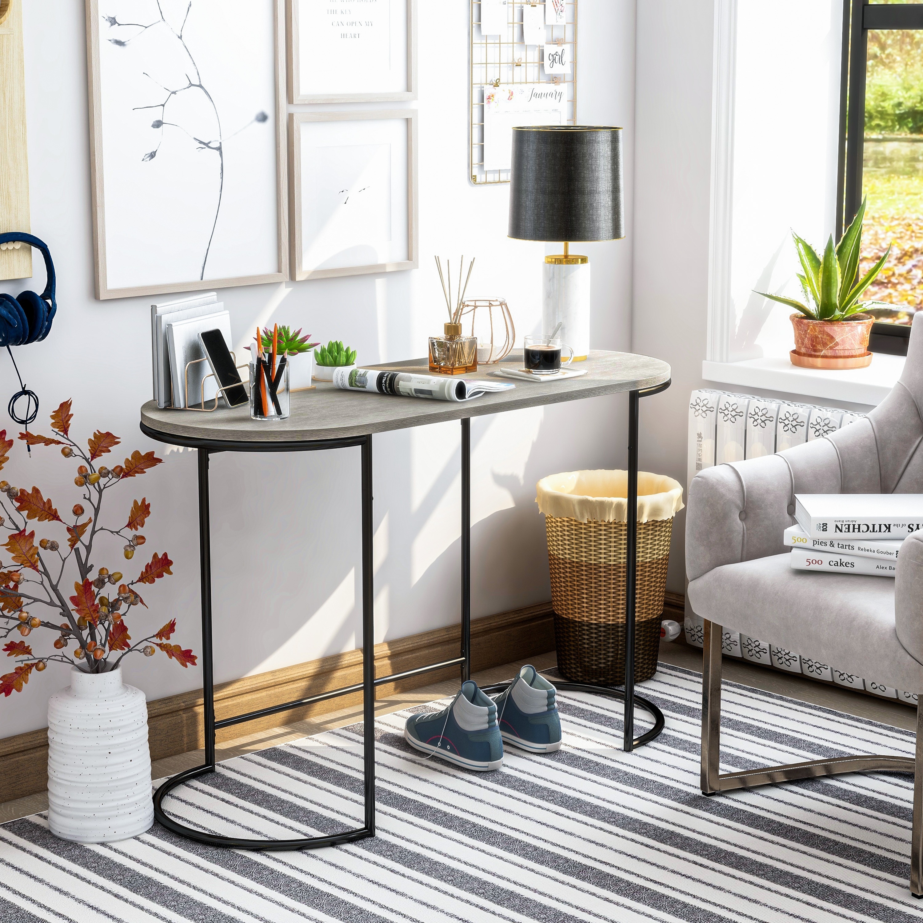 Furniture of America Yin Contemporary Black and Grey 47-inch Steel Computer Desk