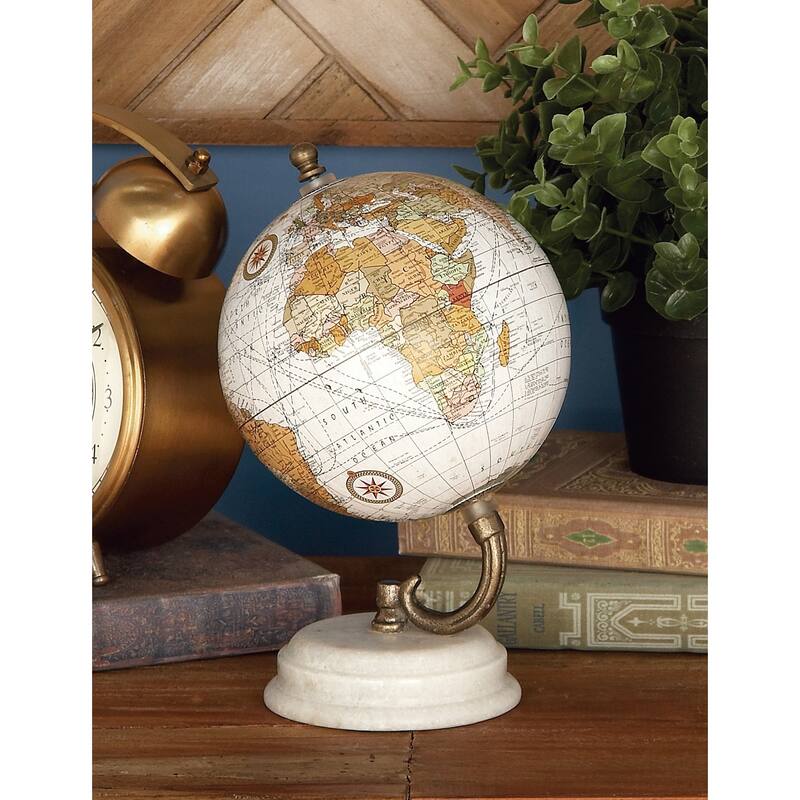 Teal, Black or White Marble Globe with Marble Base