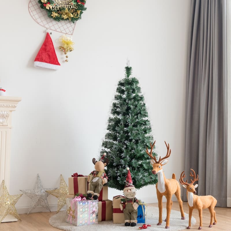 Gymax 5FT/6FT/7FT Pre-lit Fiber Optic ArtificialChristmas Tree w/LED - See Details