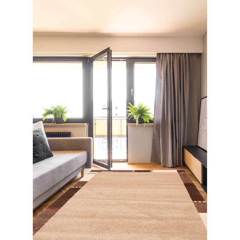 ECARPETGALLERY Machine Woven Lotus Mod Khaki Polypropylene Rug - 6'7 x 9'6