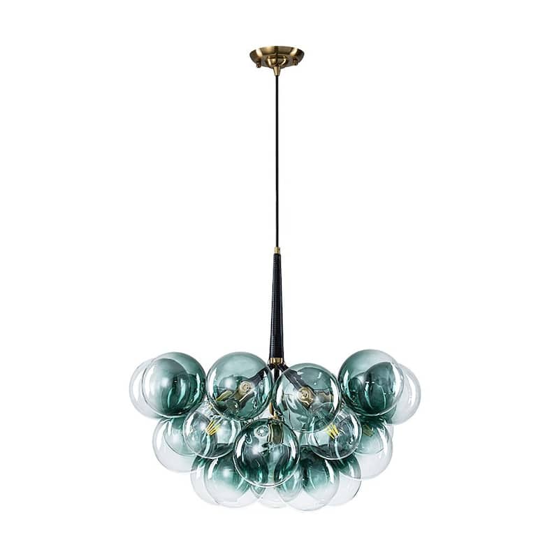 Glam Art Deco Cluster Glass Globe Green Bubble Chandelier