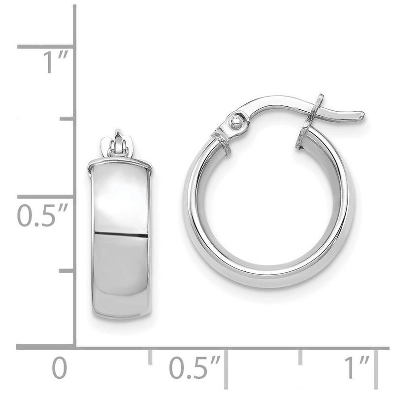 Curata 14k White Gold High Polished Hoop Earrings