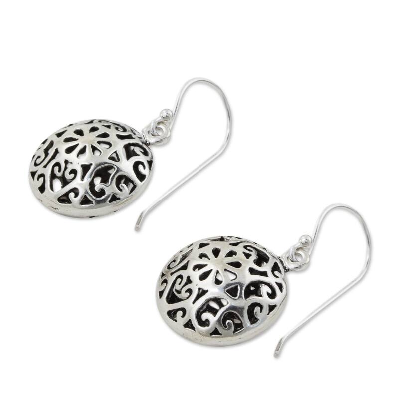 Novica Handmade Medallion Sterling Silver Dangle Earrings