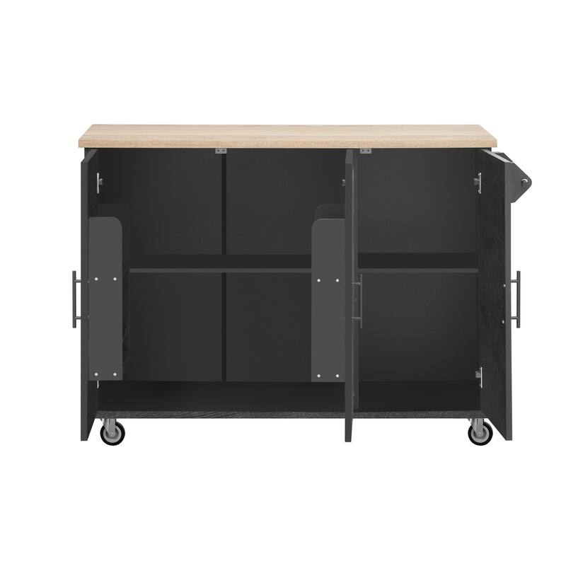 Mobile Kitchen Island Cart with Drop Leaf, Rolling Island Cart on Wheels, Storage Shelves & Towel Rack, Portable Kitchen Cabinet