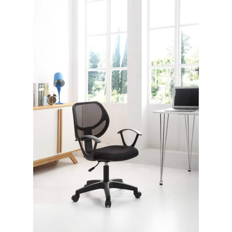 37" Black Adjustable Swiveling Task Chair with Padded Seat