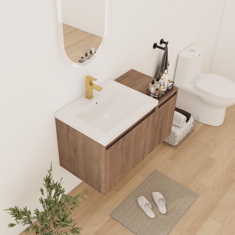 Bathroom Vanity With Sink In 24/36/48 Inch, Floating Bathroom Vanity With Soft Close Door