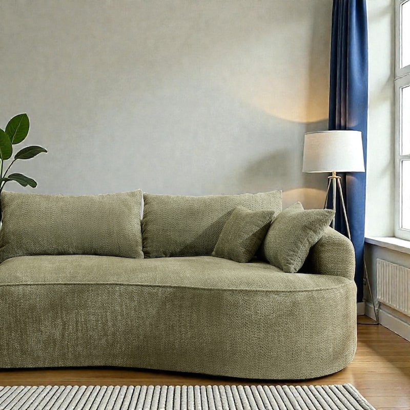124.5 Inch Oversized Cloud Sofa, Modern Boneless Chenille Couch with Pillows, No Assembly Sofa for Living Room