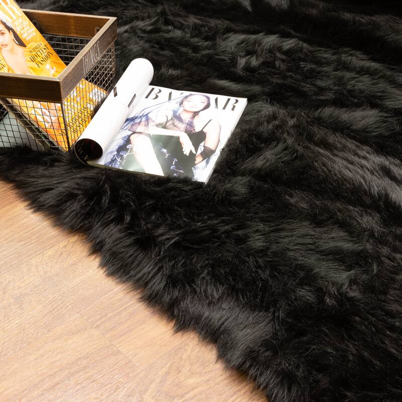Silver Orchid Parrott Faux Fur Sheepskin Area Rug