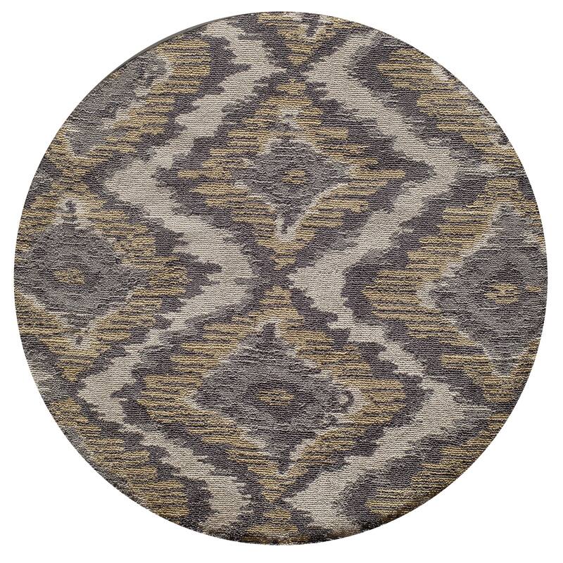 Momeni Heavenly Hand Tufted Polyester Ikat Area Rug - 4' x 4' Round - Grey - Round