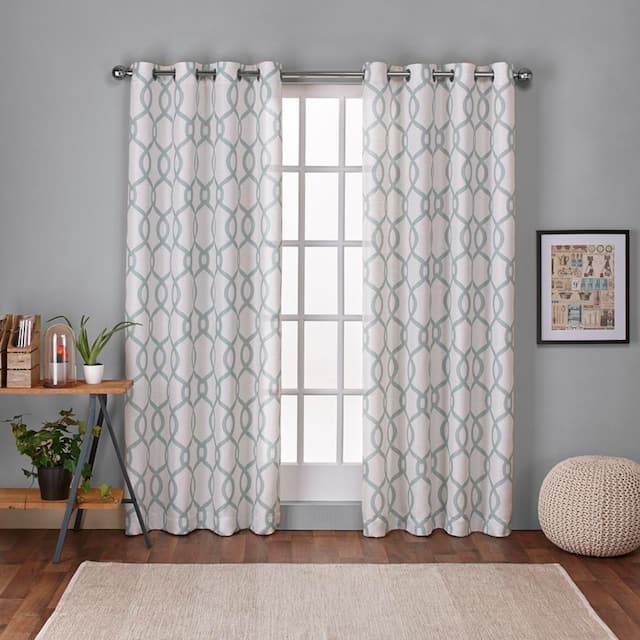 Exclusive Home Kochi Light Filtering Linen Blend Grommet Top Curtain Panel Pair - 54" w x 108" l - Seafoam