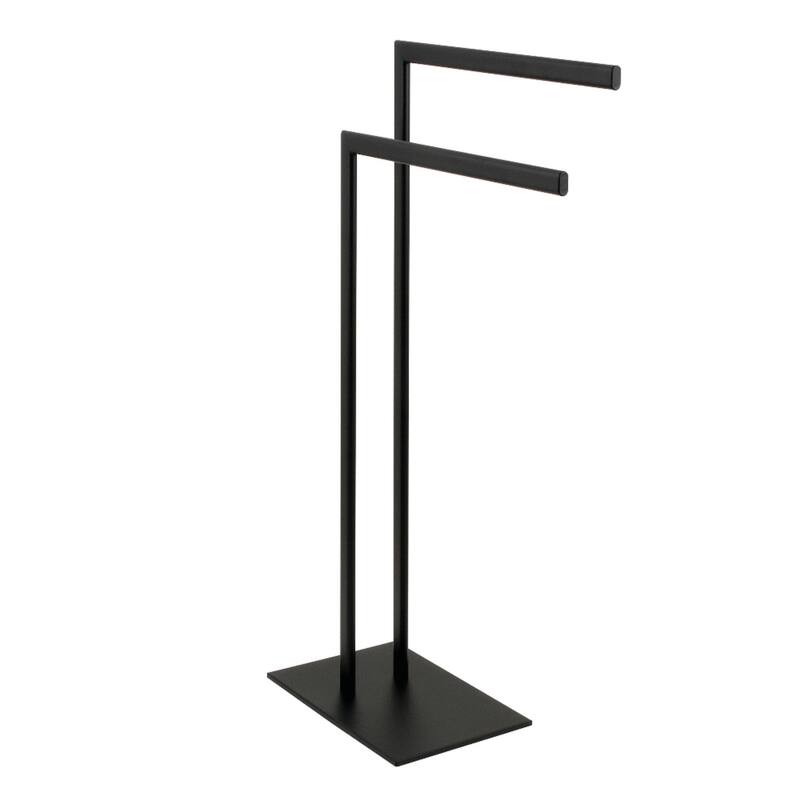 Edenscape Pedestal Dual Towel Rack in Polished Chrome - Matte Black