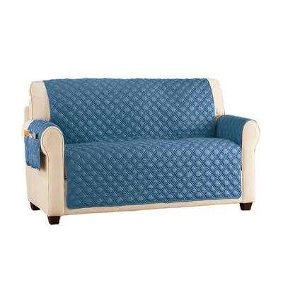 Quilted Diamond Pattern Furniture Protector with Pockets - Loveseat