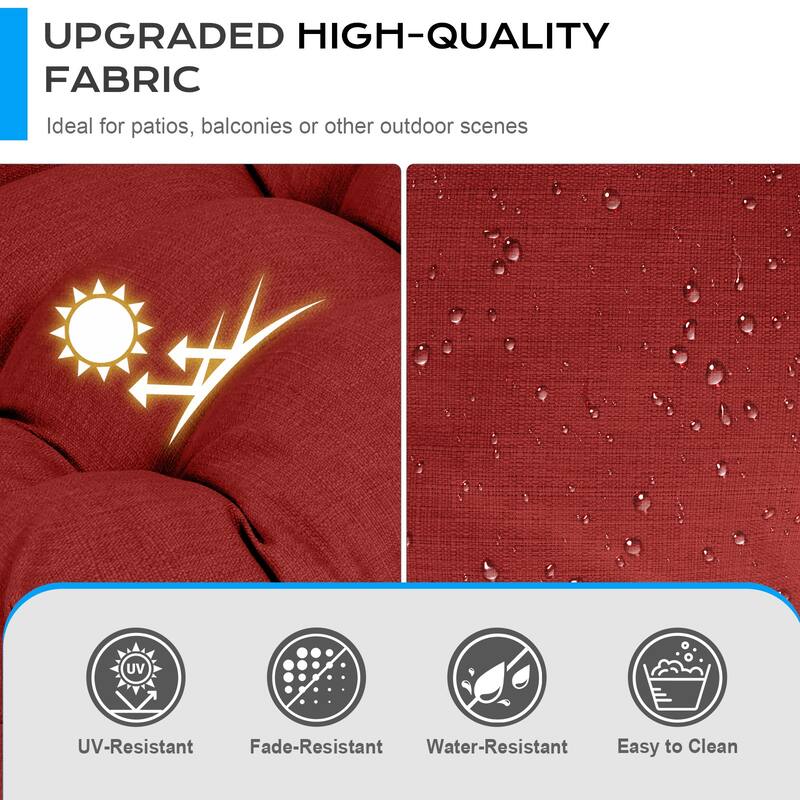 Aoodor Outdoor 45"x 22" x5" Tufted High Back Cushions Patio Replacement Chair Cushion with Ties, Set of 2 - 45" x 22" x 5"