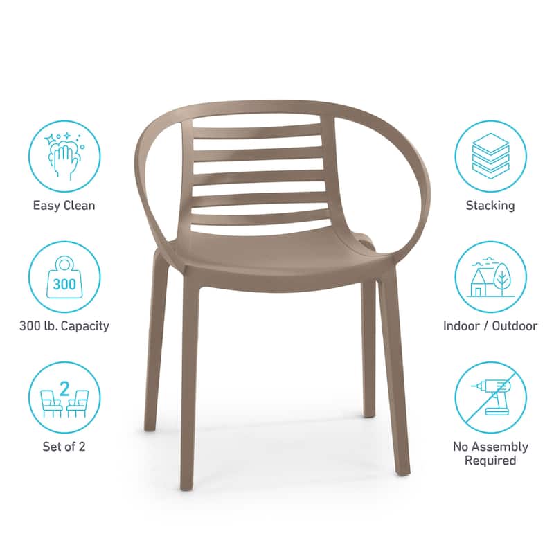 WRGHOME Modern Stacking Patio Dining Armchairs Indoor/Outdoor (Set of 2) - 30.31'' H X 25.19'' W X 22.04'' D