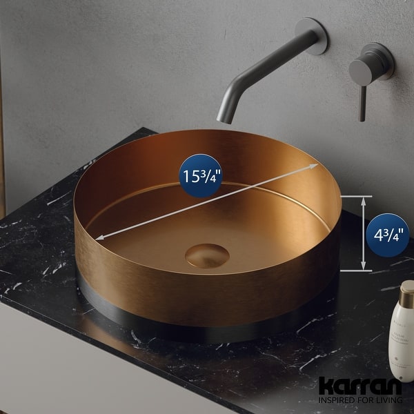 dimension image slide 0 of 2, Karran Cinox Stainless Steel Round Vessel Sink