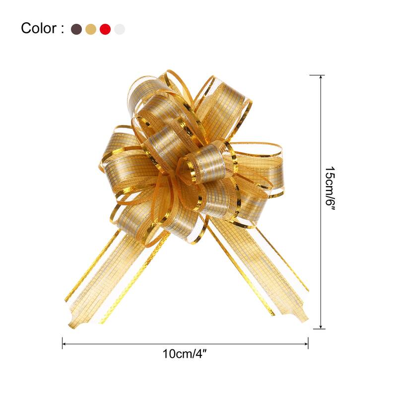 20pcs Large Pull Bow Gift Wrapping Bows Ribbon Organza for Presents - Burgundy Red,Gold,Silver,Coffee - 6 Inch