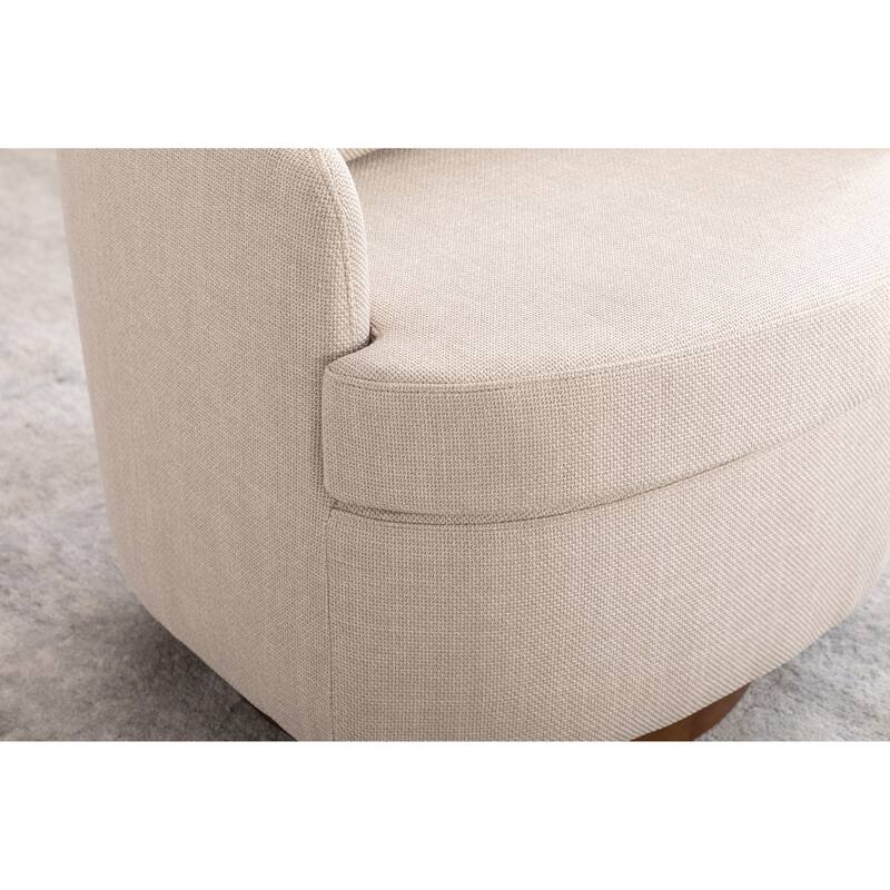 30.3" Swivel Accent Chair with Wood Base