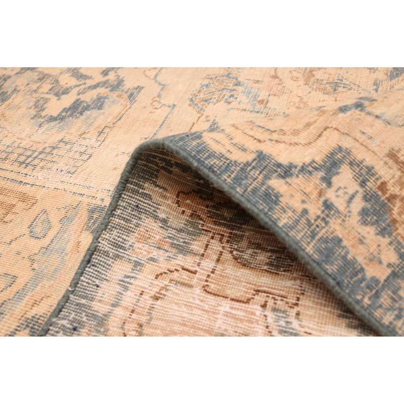 ECARPETGALLERY Hand-knotted Antalya Vintage Beige, Navy Wool Rug - 9'10 x 11'10