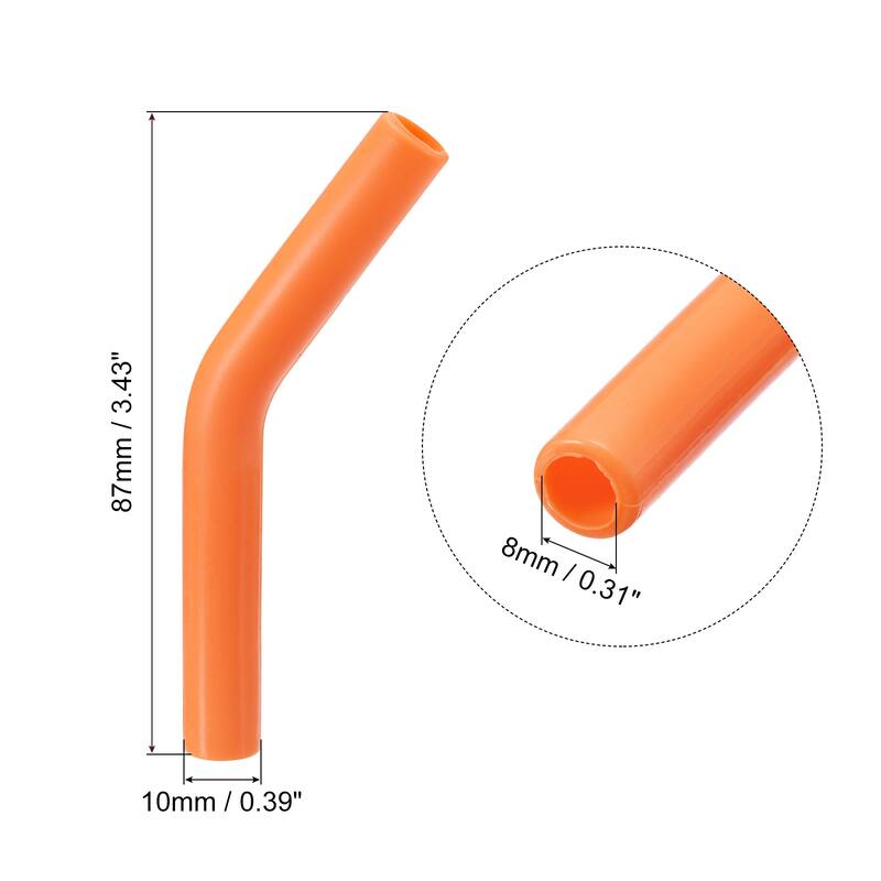 12pcs Silicone Straw Elbows Tip Fit for 6mm/0.24" OD Straws - Orange - 8mm