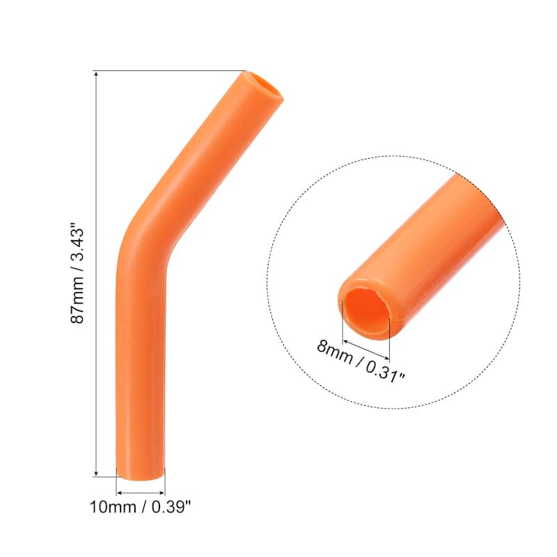 8pcs Silicone Straw Elbows Tip Fit for 6mm/0.24" OD Straws - Orange - 8mm