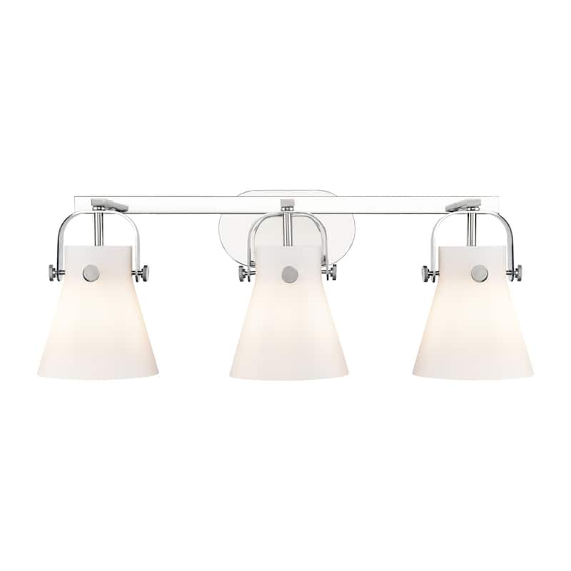 Innovations Lighting 423-3W-10-27 Pilaster II Cone Vanity Pilaster II - Polished Chrome / Matte White