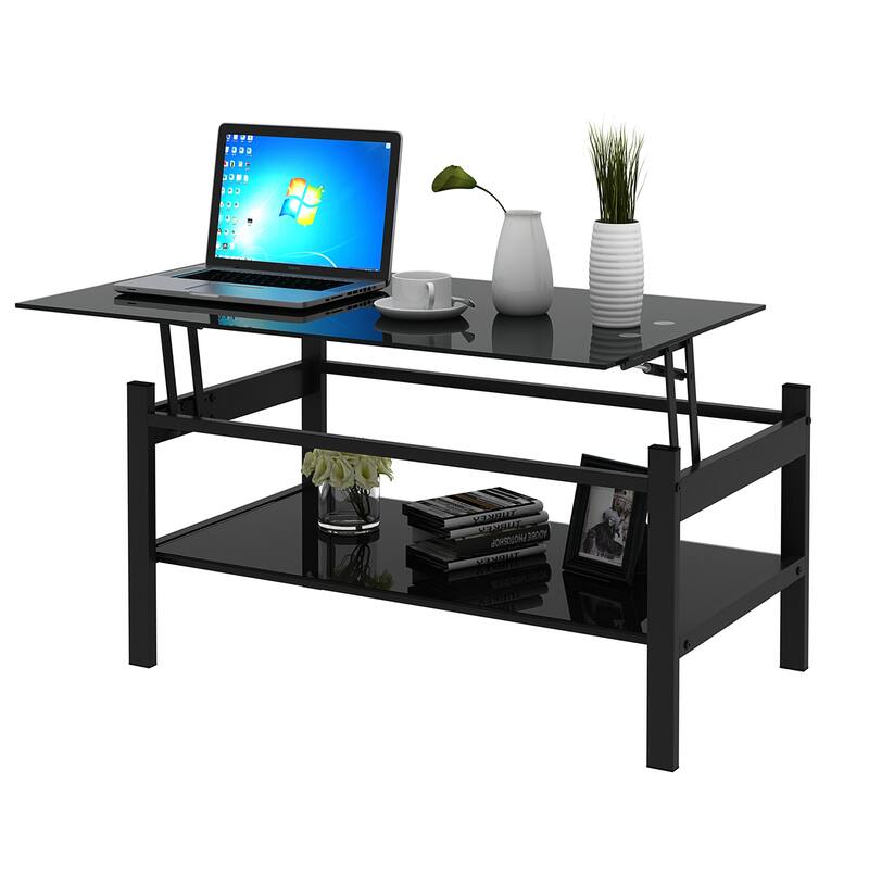 Modern Simple 2-Layer Tempered Glass Coffee Table for Living Room