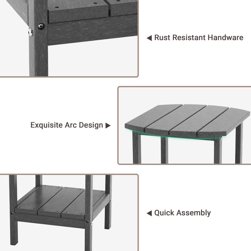 Weather-Resistant HDPE Outdoor Side Table - Modern Patio Accent Furniture - 8' x 10'