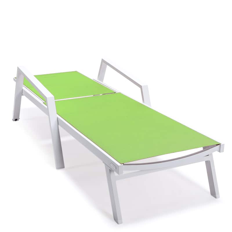 Marlin Rust-Resistant Aluminum Chaise Lounge - Adjustable 4-Position Outdoor Tanning Chair with Armrests