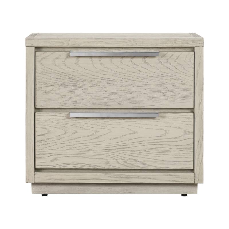 Joni 3pc King Size Bedroom Set with 2 Nightstands, Silver Gray Oak Wood