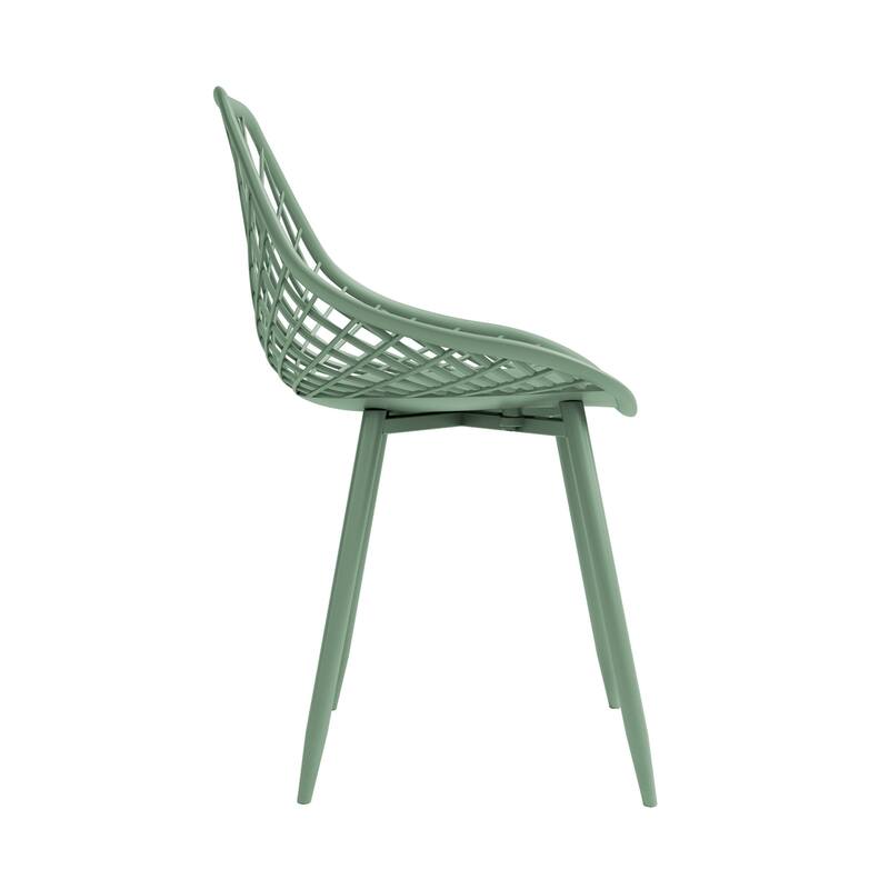 Kurv™ Mid-Century Modern Dining Chair with Steel Legs for Indoors or Outdoors - Set of 2