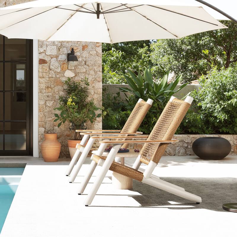 Atlas Adirondack Outdoor Lounge Chair Natural Beige All Weather Wicker