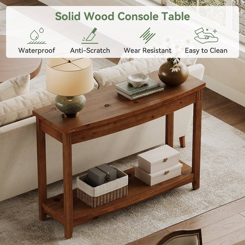 41.3" Solid Wood Console Table with Storage Shelf