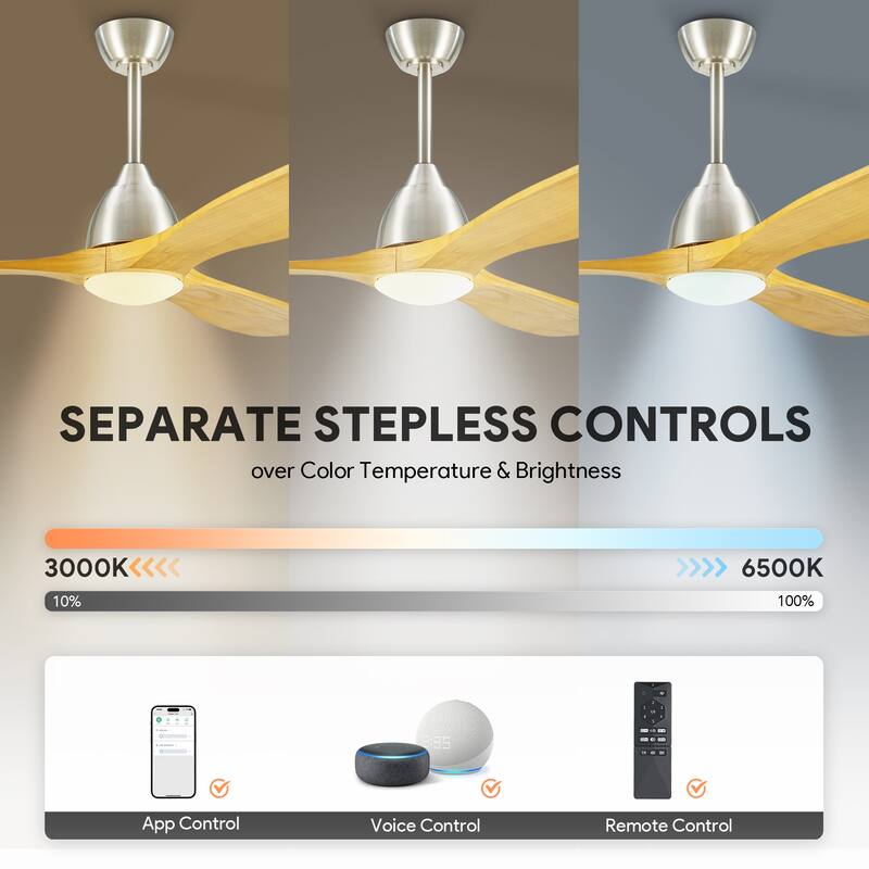 CO-Z 3 - Blade Modern Classic Smart Ceiling Fan with Dimmable LED Light and Remote