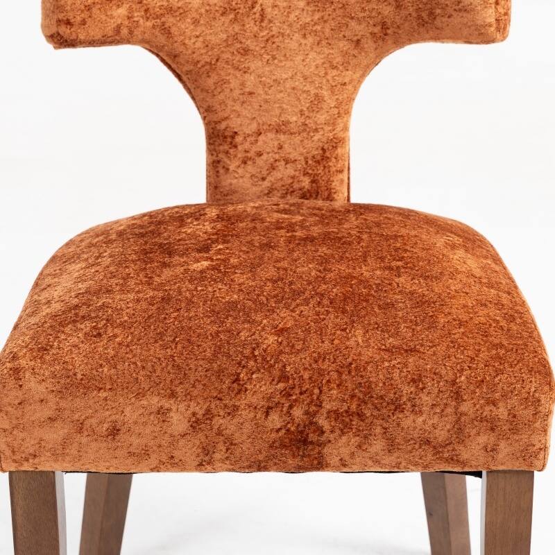 Linen Upholstered Dining Chairs Set of 2, Ergonomic Armless Side Chairs, Kitchen Chairs with Curved Back & Hardwood Frame