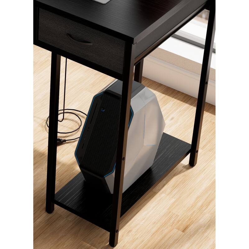 Versatile Computer Desk Vanity Table Writing Desk Rectangular Writing Desk with Power Outlet, 7 Drawers and Large Side Pocket