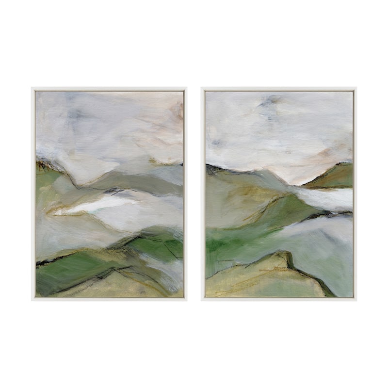 Kate and Laurel Sylvie Beaded Whispers of the Hills 1 and 2 Framed Canvas Art Set by Nikita Jariwala
