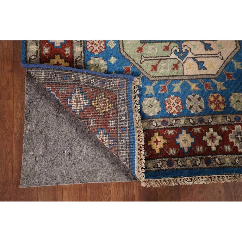 Blue Geometric Heriz Serapi Area Rug Handmade Wool Carpet - 8'0"x 9'10"