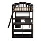 preview thumbnail 5 of 26, Wooden Twin Size Loft Bed Frame with U-shaped Desk, Drawers, Cabinet, Storage Shelves, Ladder and Guardrails for Kids, Teens