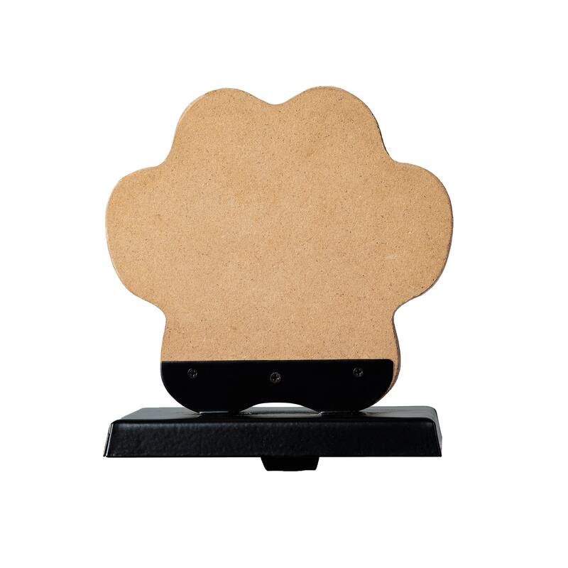 Glitzhome Christmas Wooden/Metal LED Snowman Paw Stocking Holders Mantel Ornament