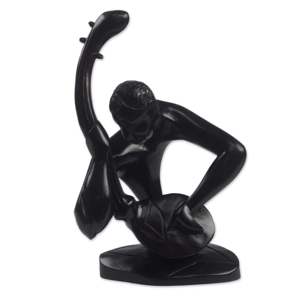 Novica Handmade Guitar Player Wood Sculpture