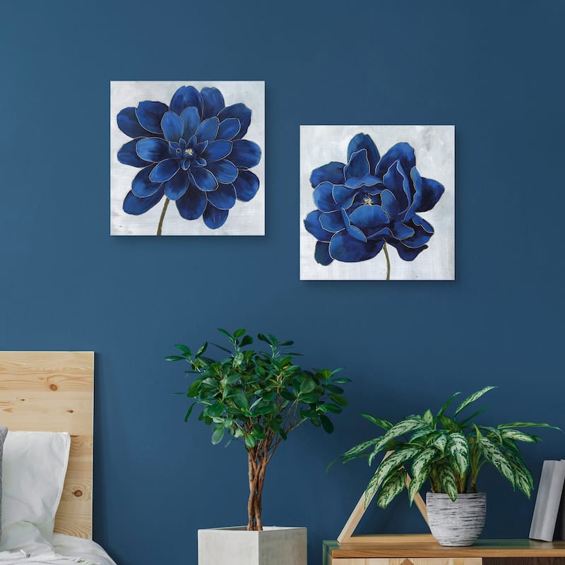 Indigo Dahlia, Indigo Peony by Nan Canvas Art Prints