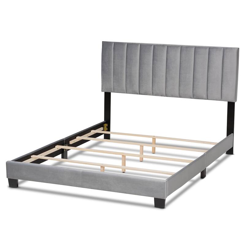 Silver Full Bed with Crystal-Embellished Tufted Headboard and Mirror Accents