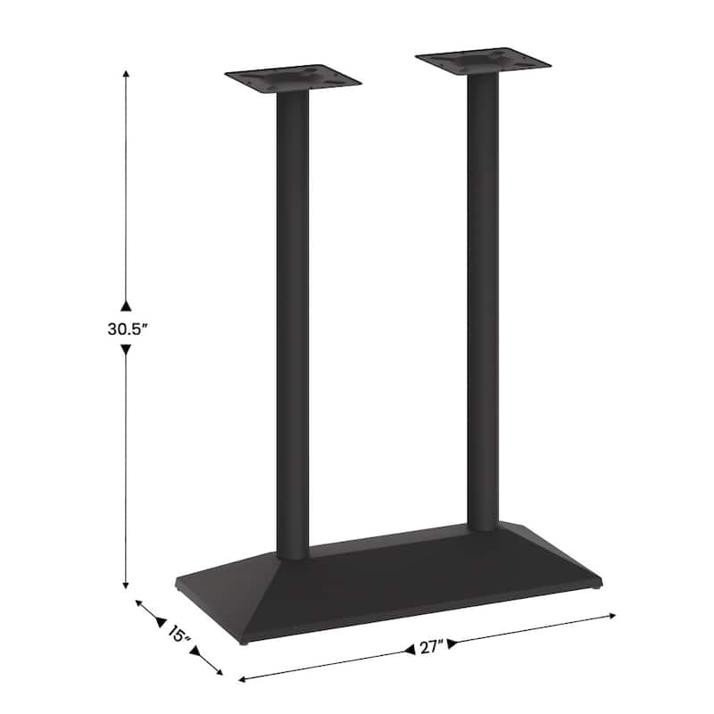Commercial All Weather Double Table Base for up to 30" x 48" Tabletops - 15"D x 27"W x 30.5"H