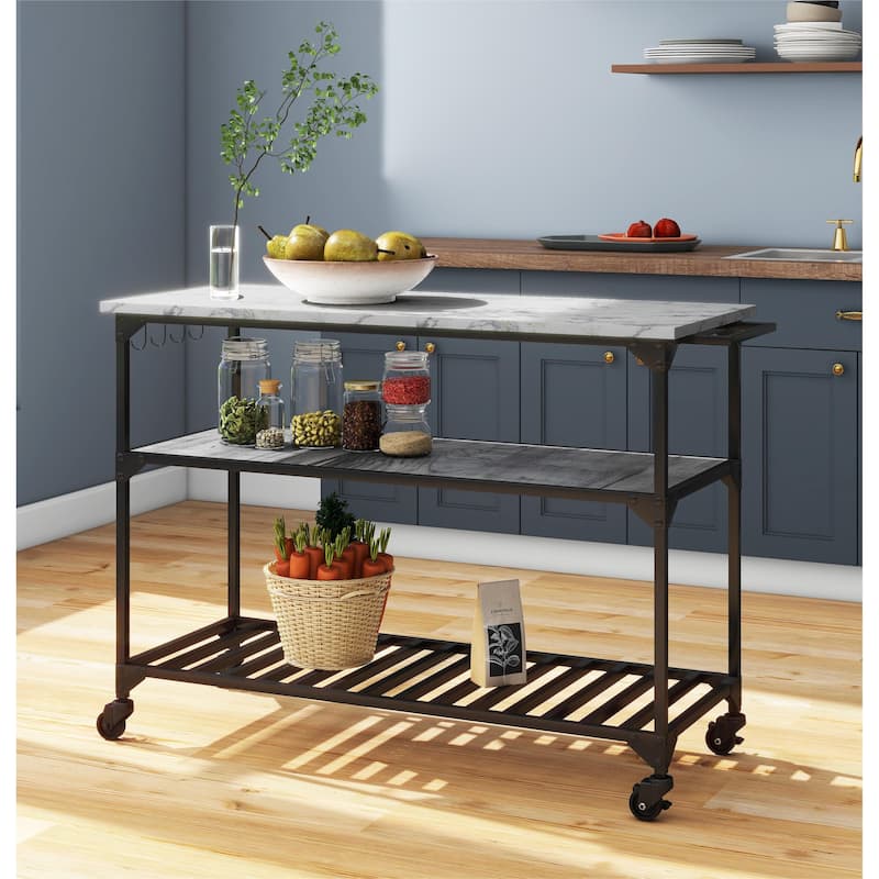 Contemporary Kitchen Island Bar Cart with Wheels