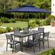 Option Set of 9 - Grey Table with Navy Blue Umbrella