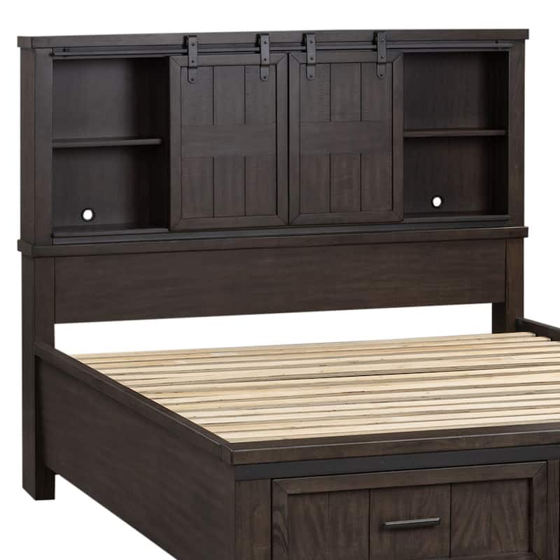 Thornwood Hills Rock Beaten Gray with Saw Cuts Queen Bookcase Headboard