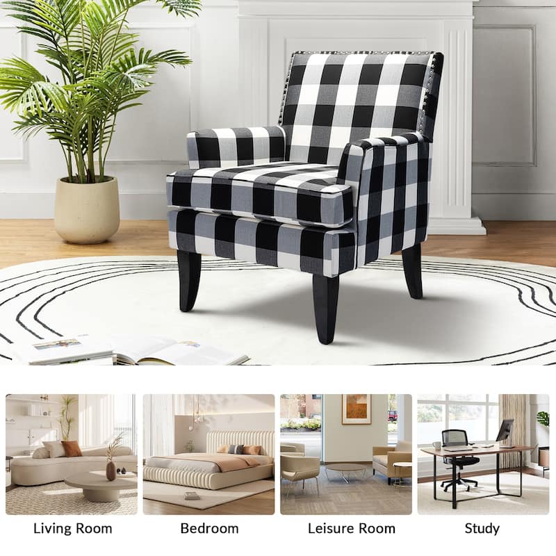 Akorda French Country Armchair with Nailhead Trim and Solid Wood Legs by HULALA HOME