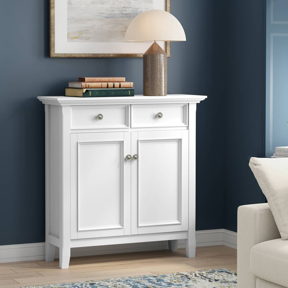 WYNDENHALL Halifax SOLID WOOD 36" Wide Transitional Entryway Storage Cabinet - 12"D x 36" W x 36"H